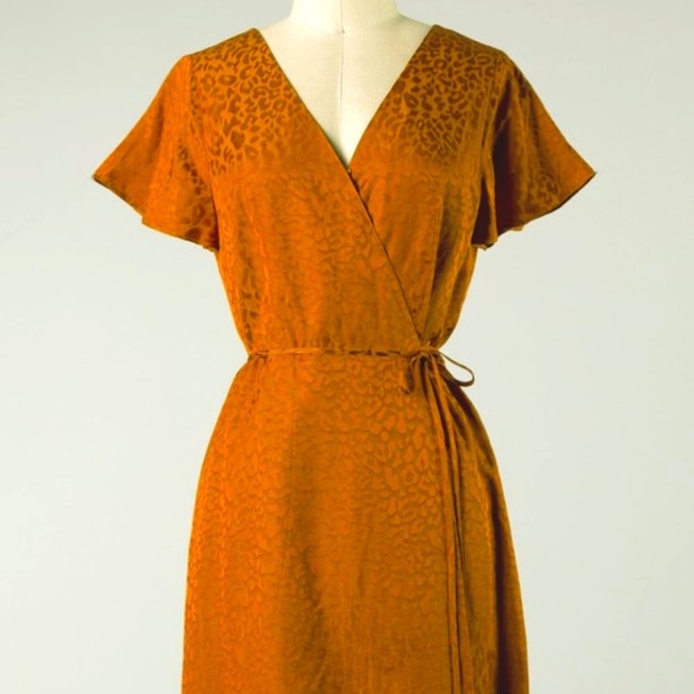 Animal Print Textured Wrap Dress